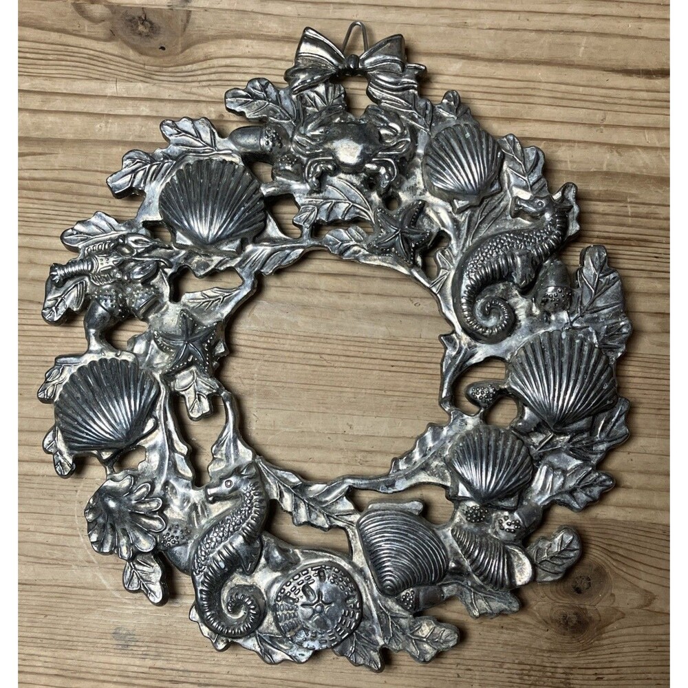 VTG Godinger Sea Treasures Silver Plated Wreath Nautical Beach Wall Decor Trivet